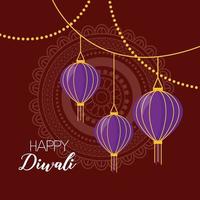 glückliches diwali Festivalplakat flaches Design vektor