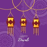 glückliches diwali Festivalplakat flaches Design vektor