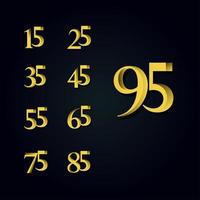 95 Jahre Jubiläum Gold Nummer Vektor Vorlage Design Illustration