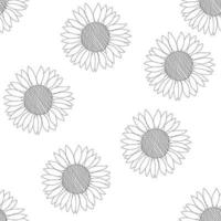 Nahtloses Muster mit Sonnenblumen im Doodle-Stil. Vektor-Illustration. vektor