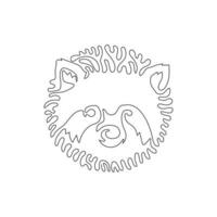 einzelne lockige einzeilige zeichnung von nachtaktiven säugetieren des waschbären abstrakte kunst. kontinuierliche Linie zeichnen Grafikdesign Vektorillustration des Waschbären mit spitzer Schnauze für Symbol, Symbol, Firmenlogo, Boho-Poster vektor