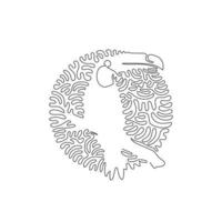 einzelne lockige einzeilige zeichnung der schönen abstrakten tukankunst. kontinuierliche Strichzeichnung Grafikdesign Vektorillustration von entzückendem Taucan für Symbol, Symbol, Firmenlogo, Plakatwanddekor vektor