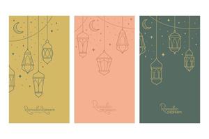 ramadan kareem grußkarte boho design style mit laternen vektorillustration vektor