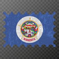 Briefmarke mit Grunge-Flagge des Staates Minnesota. Vektor-Illustration. vektor