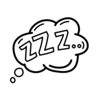 Sprechblase mit zzz. Schlaf-Flat-Symbol vektor