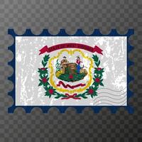 Briefmarke mit Grunge-Flagge des Staates West Virginia. Vektor-Illustration. vektor