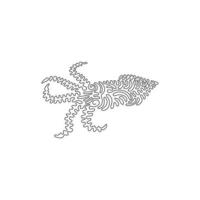 enda ett linje teckning av bläckfisk intelligent ryggradslösa djur. kontinuerlig linje teckning grafisk design vektor illustration av bläckfisk är mjuk kroppslig blötdjur för ikon, symbol, logotyp, affisch vägg dekor