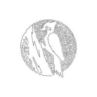 einzelne lockige einzeilige zeichnung der abstrakten kunst des exotischen spechts. ununterbrochene linie zeichnen grafikdesign vektorillustration des vogels hat einen langen schnabel für symbol, symbol, firmenlogo, plakatwanddekor vektor