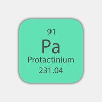 protactinium symbol. kemiskt element i det periodiska systemet. vektor illustration.