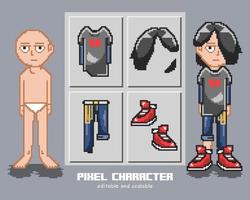 pixel karaktär ledsen älskare pojke punk- vektor
