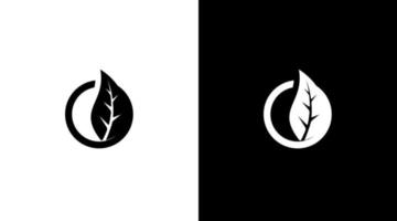 Bio-Logo-Monogramm natürliches Blatt Schwarz-Weiß-Symbol Illustrationsstil Designvorlagen vektor