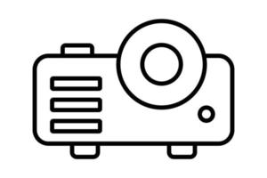 Abbildung des Projektorsymbols. Symbol für Multimedia. Liniensymbolstil. einfaches Vektordesign editierbar vektor