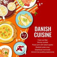 Deckblattvorlage für die Speisekarte des dänischen Restaurants vektor
