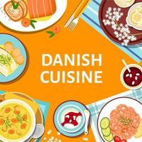 Dänische Küche Menü-Cover-Design-Vektor-Vorlage vektor