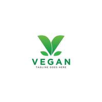 vegan logotyp vektor. natur grön illustration med löv för logotyp, klistermärke, och märka. vektor