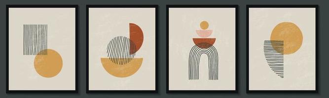 trendig samtida uppsättning abstrakt kreativ geometrisk minimalistisk konstnärlig handmålad komposition. vektor affischer för väggdekor i vintage stil
