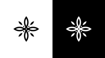 natürliches Logo Monogramm Schönheit Blume Schwarz-Weiß-Symbol Illustrationsstil Designvorlagen vektor