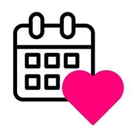 Kalendersymbol Duotone schwarz rosa Stil Valentinstag Illustration Vektorelement und Symbol perfekt. vektor