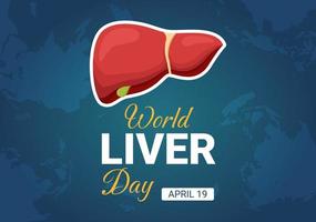 värld lever dag på april 19:e illustration till höja global medvetenhet av hepatit i platt tecknad serie hand dragen för webb baner eller landning sida mallar vektor