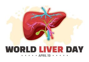 värld lever dag på april 19:e illustration till höja global medvetenhet av hepatit i platt tecknad serie hand dragen för webb baner eller landning sida mallar vektor