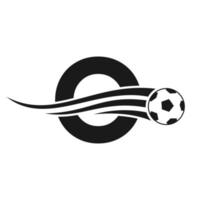 fotboll fotboll logotyp på brev o tecken. fotboll klubb emblem begrepp av fotboll team ikon vektor