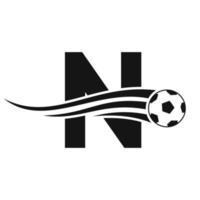fotboll fotboll logotyp på brev n tecken. fotboll klubb emblem begrepp av fotboll team ikon vektor