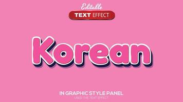 3d bearbeitbarer texteffekt koreanisches thema vektor