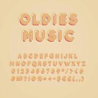 Oldies Musik Vintage 3D Vektor Alphabet Set