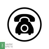 årgång telefon ikon. enkel platt stil. gammal telefon, retro, kontor hotline, ringa, hjälplinje, kommunikation begrepp. fast, glyf symbol. vektor illustration isolerat på vit bakgrund. eps 10.