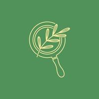 Blatt Estragon Gewürzpfanne Kochen Grill Essen lecker Logo Design Vektor Icon Illustration Vorlage