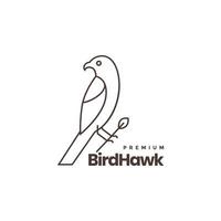 Vogelfalke thront Zweiglinien Kunst einfache Logo-Design-Vektorsymbol-Illustrationsvorlage vektor