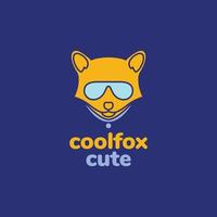 tierkopf fuchs coole sonnenbrille cartoon maskottchen logo design vektor symbol illustration vorlage