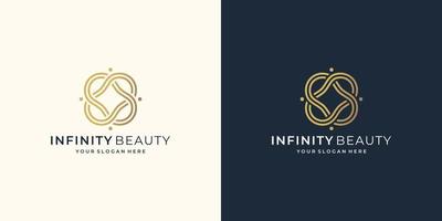 Infinity Beauty Line Art Style Logo-Vorlage. kreatives Konzept Linienform Schleife unendliches Symboldesign. vektor