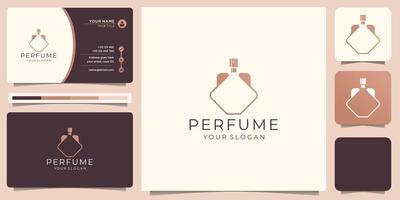 minimal enkel flaska parfym logotyp med företag kort design. vektor