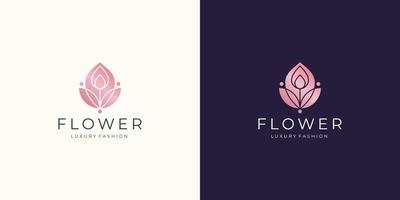 Luxus-Design-Blumen-Roségold-Logo-Vorlage für Mode, Hautpflege, Kosmetik. vektor
