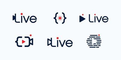 leva strömning ikon uppsättning. leva sändningar knappar och symboler. uppsättning av uppkopplad ström ikoner. vektor