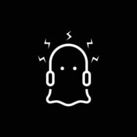 söt spöke hörsel headsetet musik linje mörk logotyp design vektor ikon illustration mall