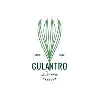 culantro tropische pflanze verlässt hipster-farbige logo-design-vektorsymbol-illustrationsvorlage vektor
