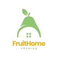 Obst frische Birne mit Home Store Market Shop modernes Logo Design Vektor Icon Illustration Vorlage