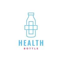 medicinsk korsa linje hälsa vård flaska medicin logotyp design vektor ikon illustration mall