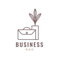 business-tasche mit vase topf innenecke dekorlinie minimale logo design vektor symbol illustrationsvorlage