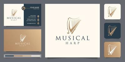 musikalisk harpa, lyra symbol eller logotyp. klassisk musik begrepp vektor och företag kort illustration.