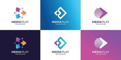 Sammlung von Media-Play-Icon-Symbol-Design-Vorlagen. vektor