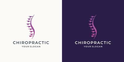 chiropraktisches Logo-Design mit luxuriösen Punktlinien mit vertikaler linearer Formkonzeptgestaltung. vektor