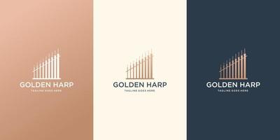 musikalisk harpa instrument logotyp. klassisk harpa musikaliskt logotyp vektor illustration design