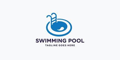 Schwimmbad-Logo-Design-Vektor. kreatives kreisformkonzept poolsymbol. vektor