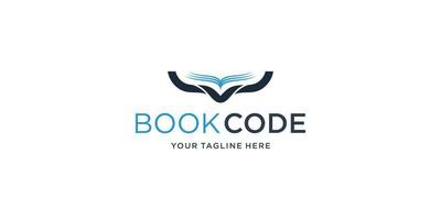 kreatives Konzept des Buches mit Code-Logo-Vorlage. Buchcode-Logo-Inspiration vektor