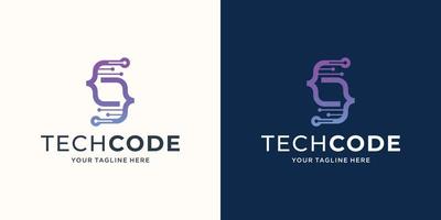 programmering koda med första brev s logotyp mall. lämplig för teknologi, identitet logotyp. vektor