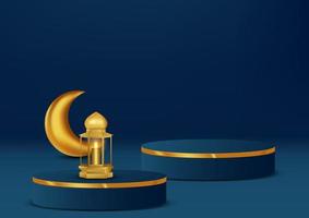 realistisk 3d islamic firande med islamic prydnad och produkt podium. vektor 3d illustration