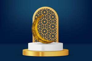 realistisk 3d islamic firande med islamic prydnad och produkt podium. vektor 3d illustration